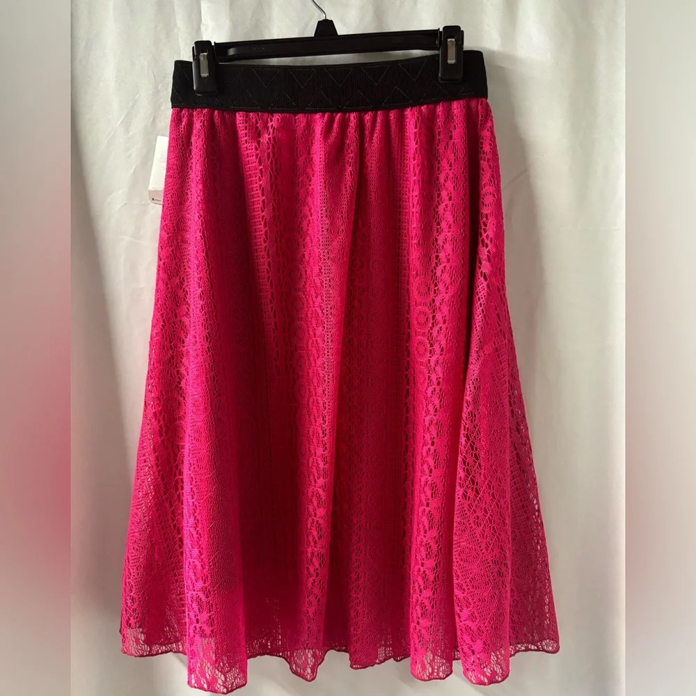 LulaRoe NWT Hot‎ Pink Lace Lola XS Skirt